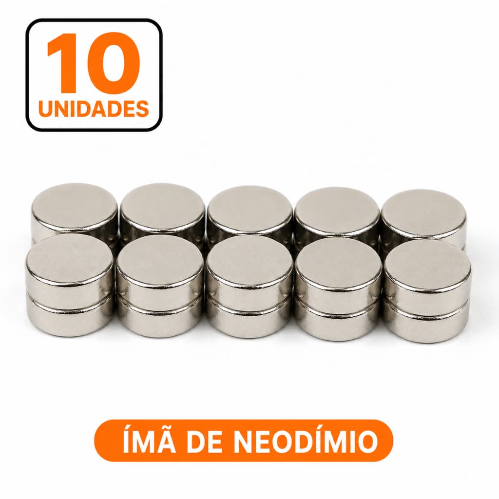 10x Ímã Neodímio N35 Disco 6 x 2 mm Super Forte - Força Aproximada de 750g Material NdFeB Não enferruja extra forte