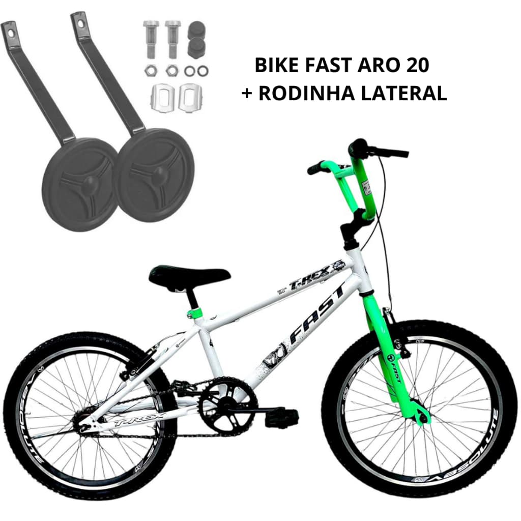 BICICLETA INFANTIL MASCULINA ARO 20 FAST T-REX COM RODINHA LATERAL