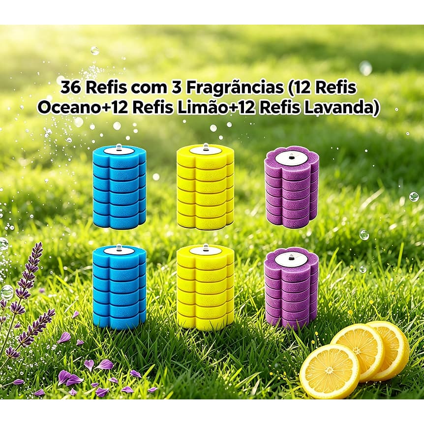 Refis descartáveis para escova sanitária, 3 fragrâncias, cabeça de limpeza para banheiro36pcs