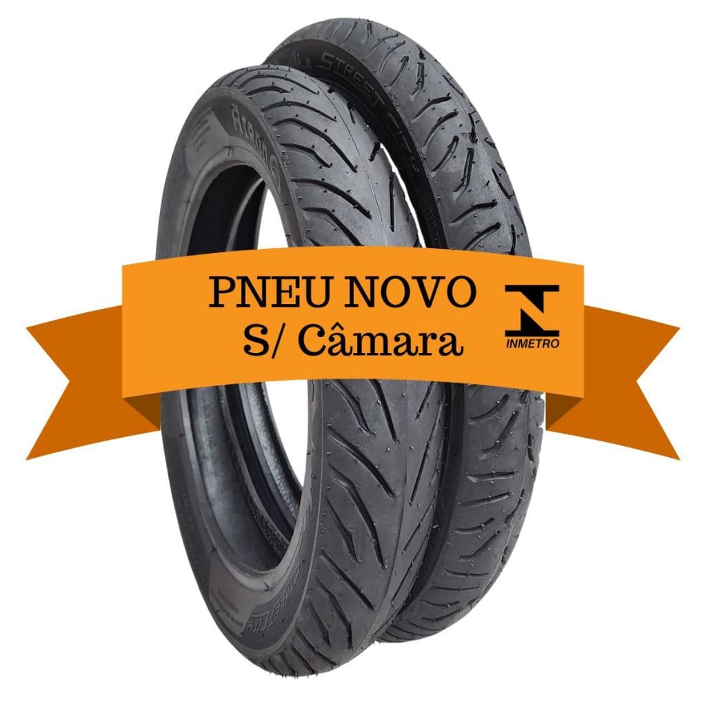 Par Pneu Biz/pop 80/100-14 E 60/100-17 Novo Modelo Street City Uso S/ Câmara