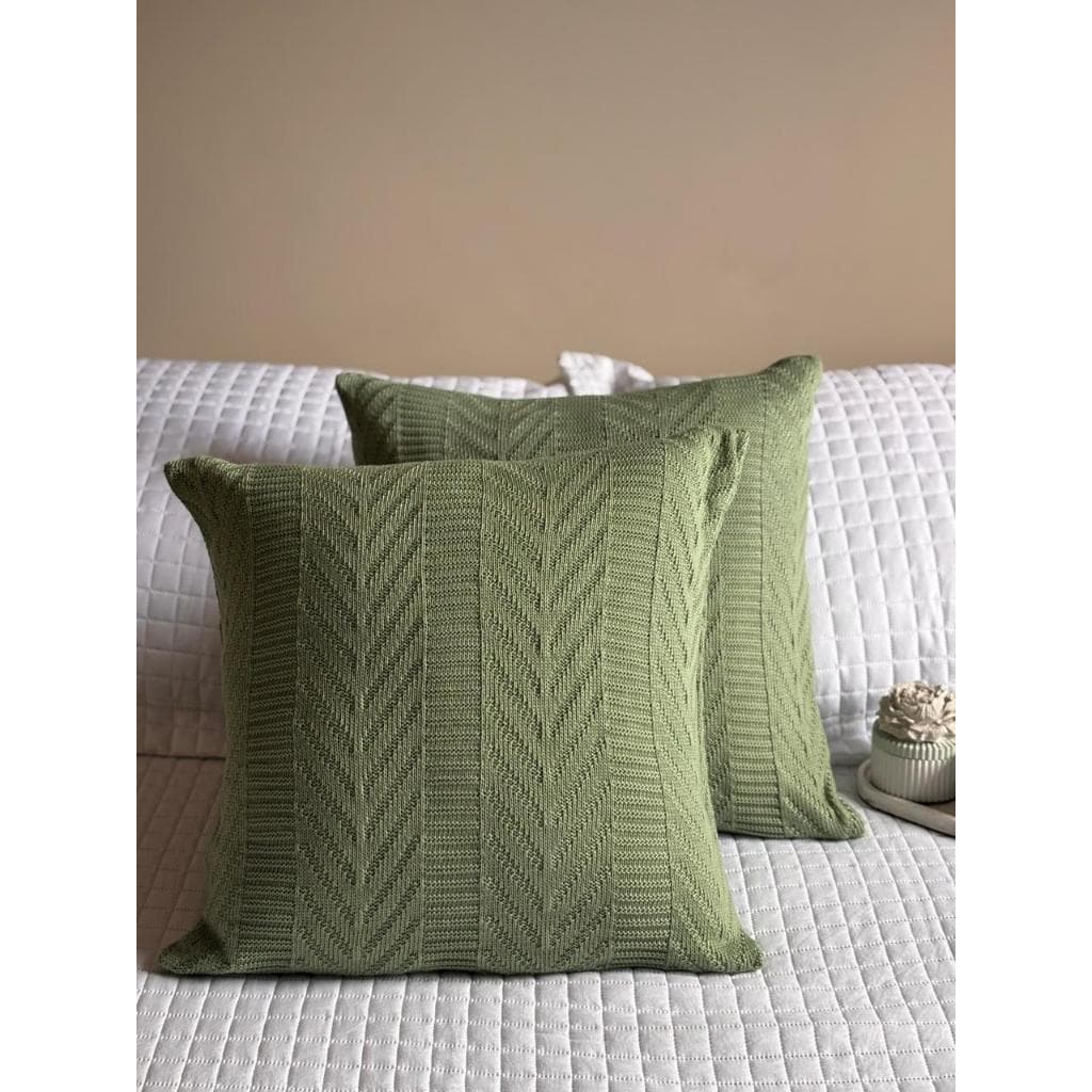 Kit 2 Capas de Almofadas Escama  em Trico 45cm x 45cm Decorativa Sofá e Cama