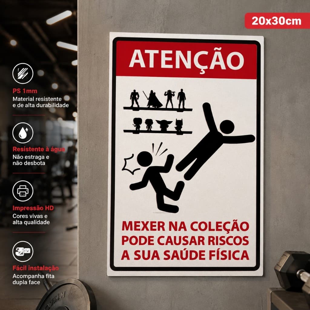 Placa Decorativo Quarto Atenção Não Toque Coleção Divertida Engraçada 20x30cm