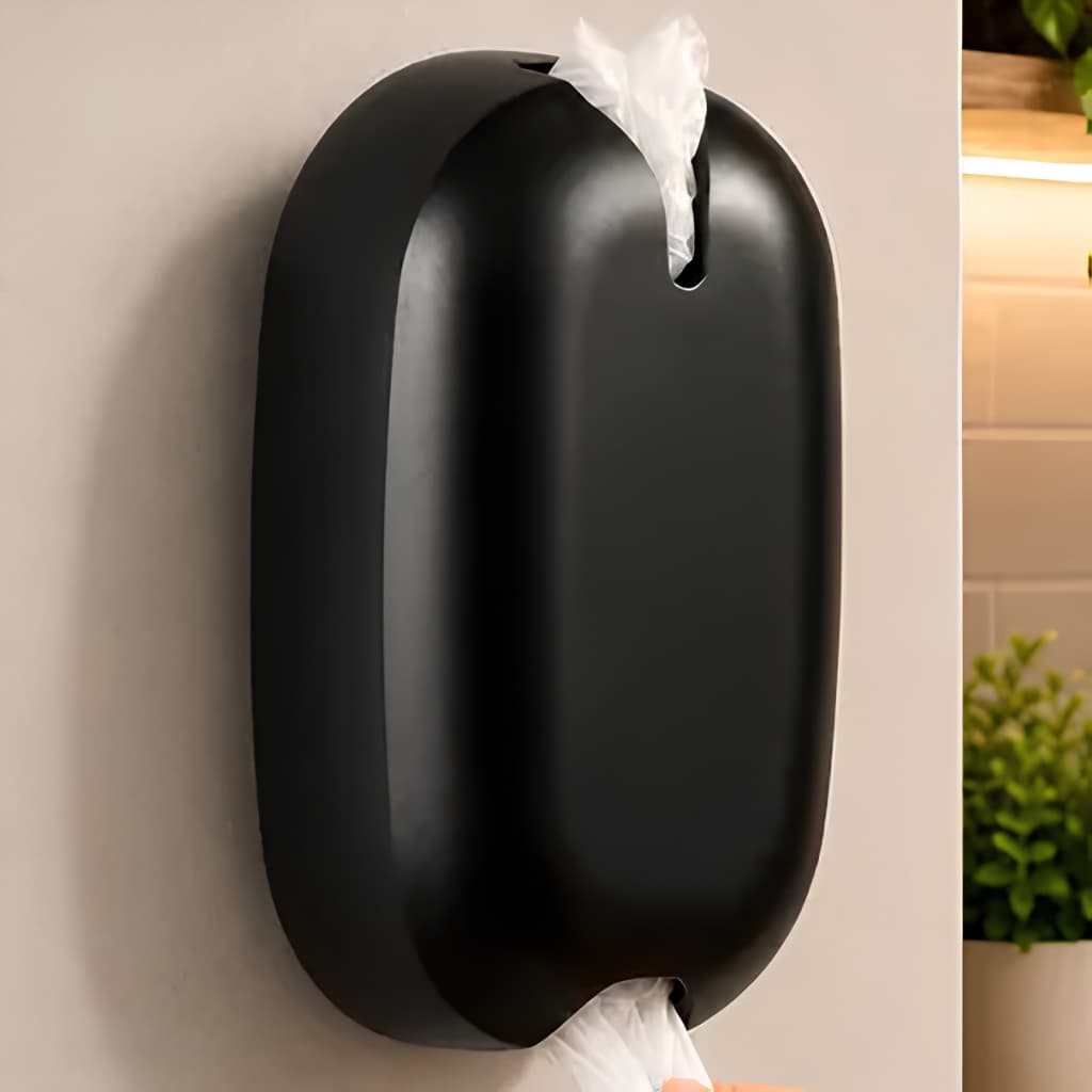 Puxa saco organizador de sacolas porta embalagem Dasplast preto cozinha organizada adesivo 3M prático