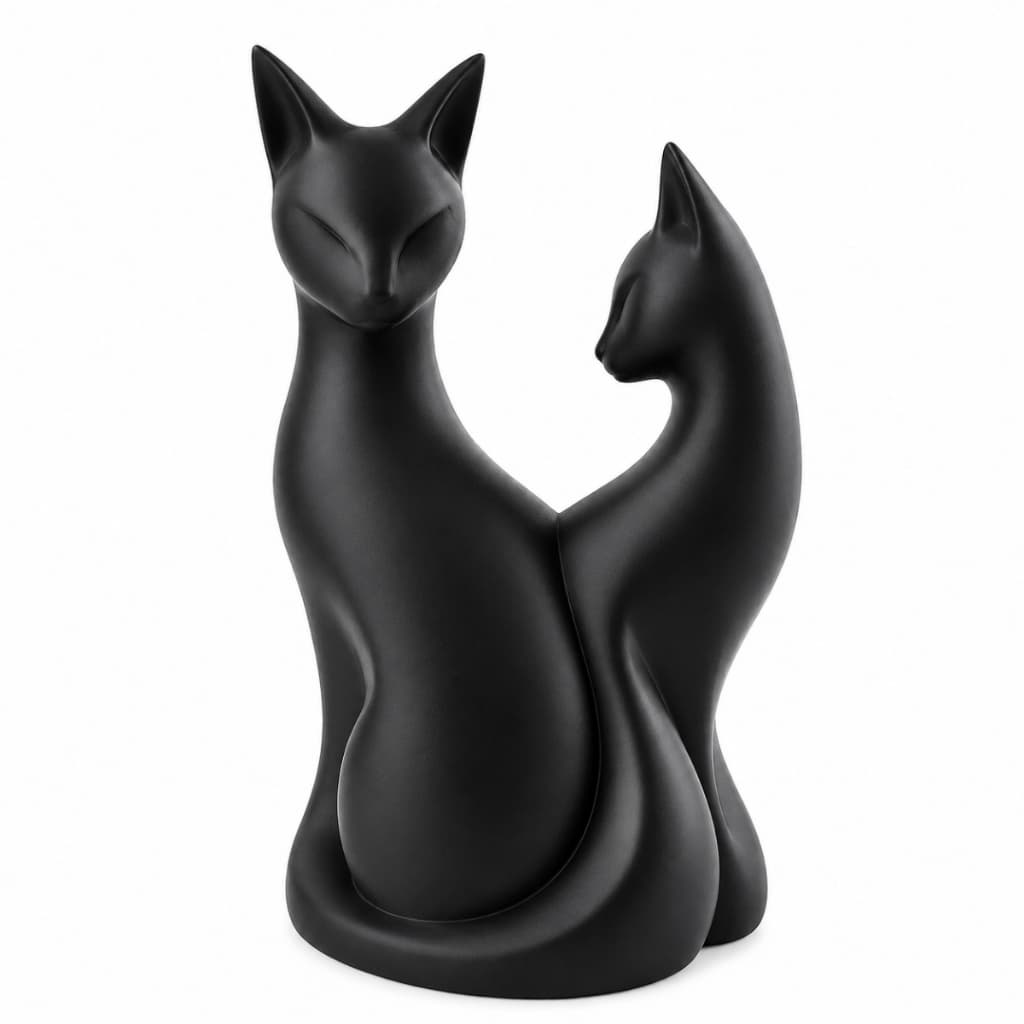 Gato Decorativo Escultura Casal de Gatos 14cm Estátua Minimalista Decoração Sala Quarto Estante Presente Legal