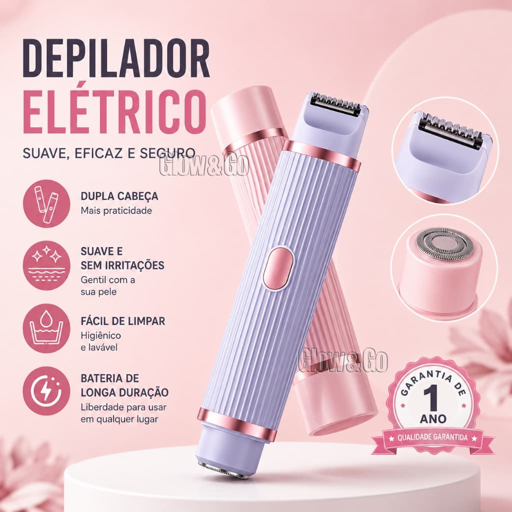 Depilador Eletrico Feminino Recarregável Removedor De Pelos Navalha Dupla