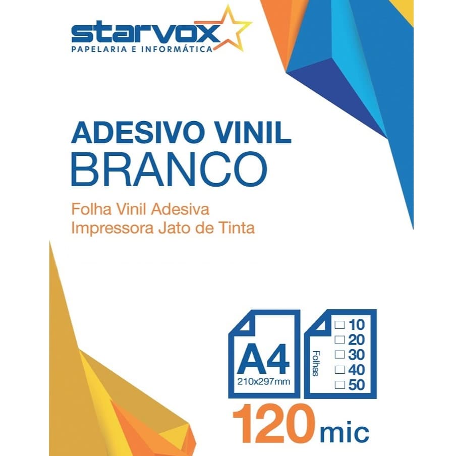10 Adesivos Vinil Branco brilhante Jato De Tinta A4