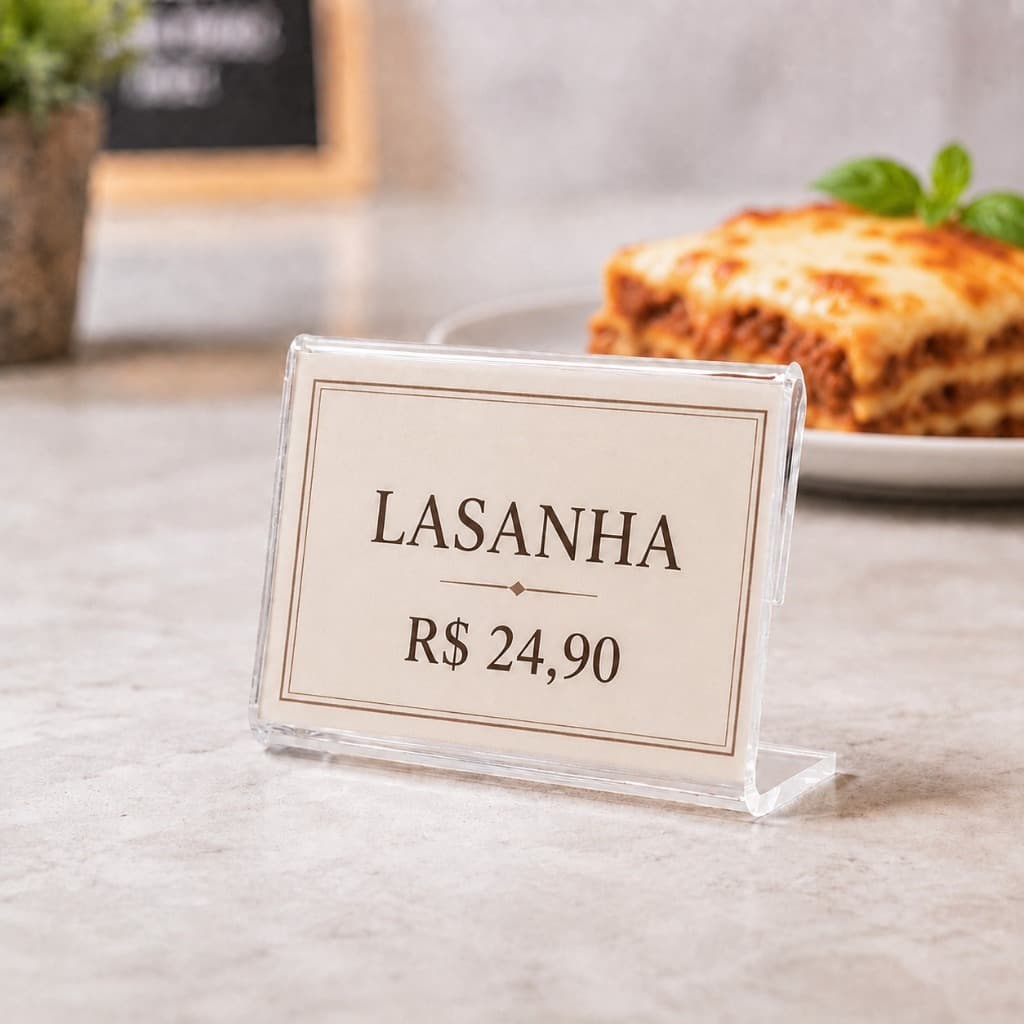 Kit Display para Etiqueta De Preço Buffet Em Acrílico Expositor Transparente