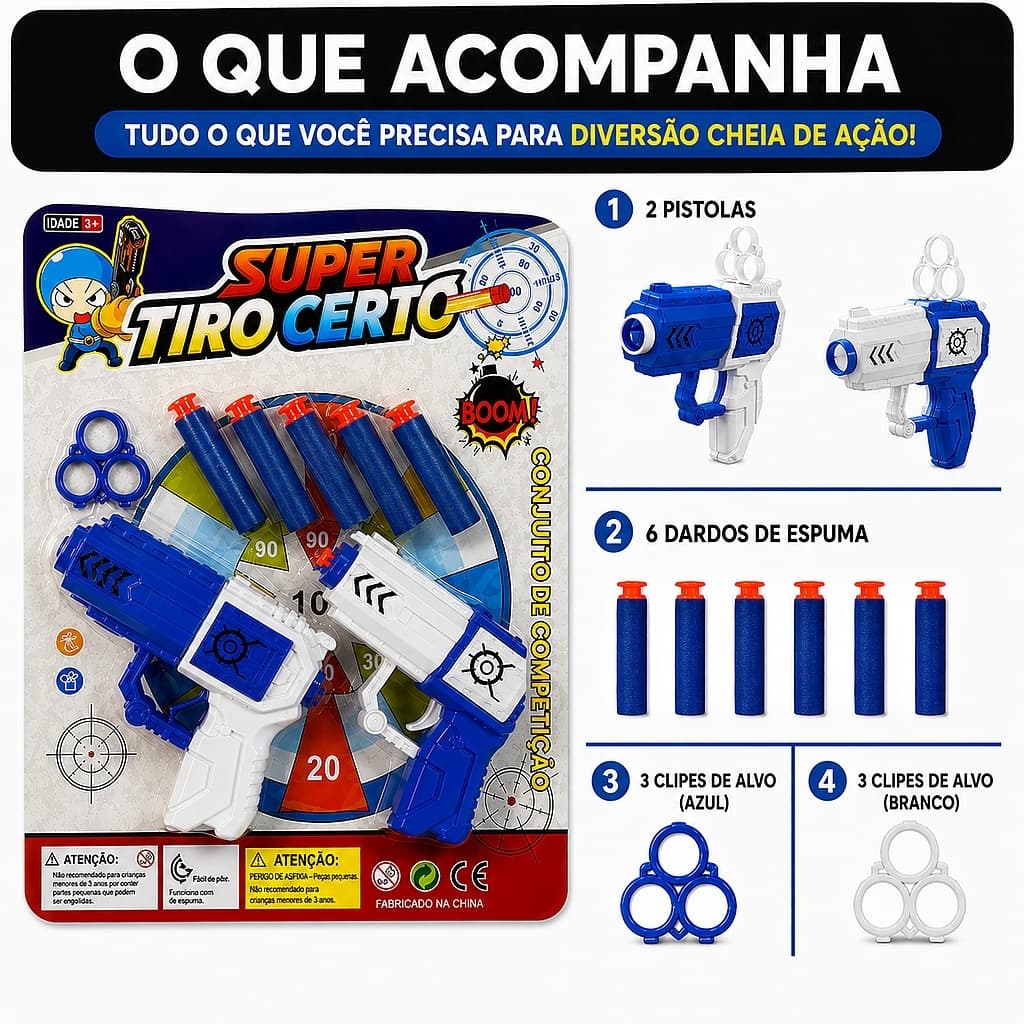 Kit com 2  Lança Dardos Infantil Brinquedo Seguro Educativo Diversão Garantida para Crianças