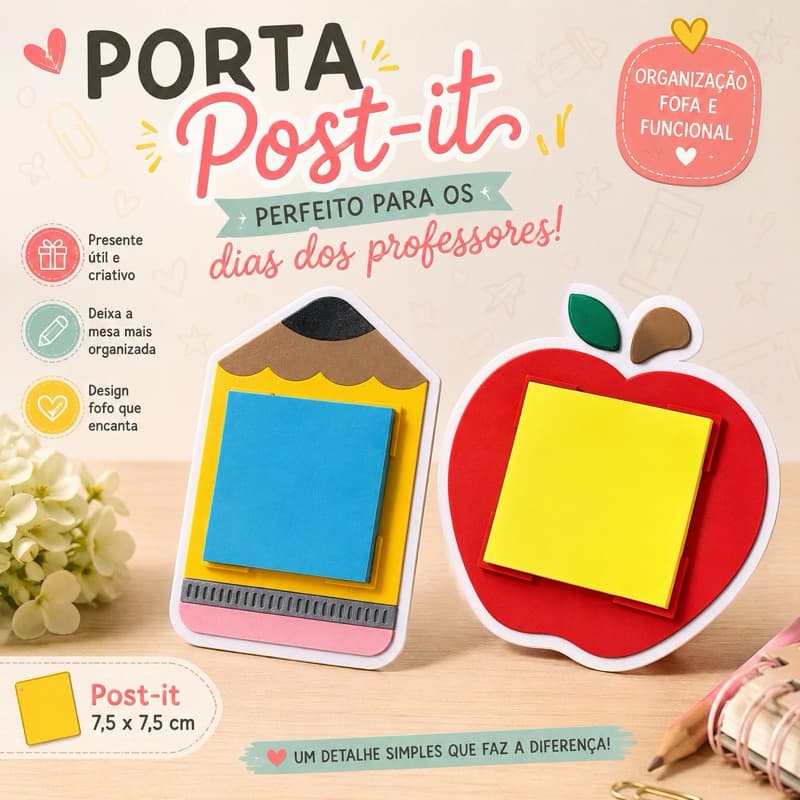 Post-it Professor Lápis e Maçã Presente Criativo Dia dos Professores