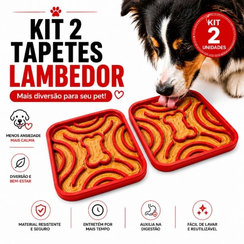 Comedouro Lento e Tapete Lambe-Pratos 2 em 1 para Pets Enriquecimento Ambiental Alimentação Saudável e Prático