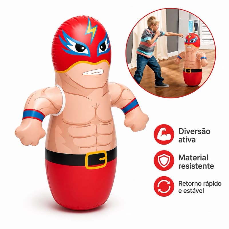Joao Bobo Boneco Teimoso 3d Inflável Animais 89cm Brinquedos
