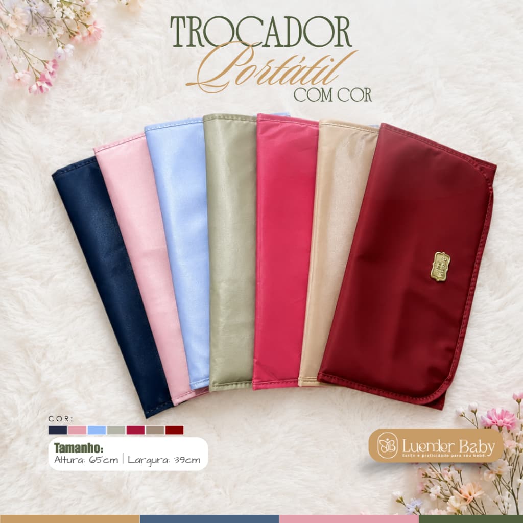 Trocador De Bebê Portátil Acolchoado Impermeável Dobrável Luxo Bolsa Maternidade Várias Cores Luender Baby