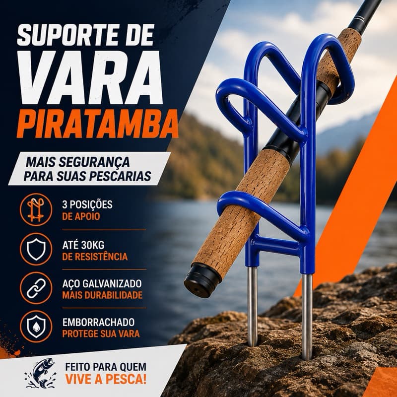 Suporte Para Vara de Pesca Emborrachado 35cm Super Reforçado Piratamba Para Pesqueiro