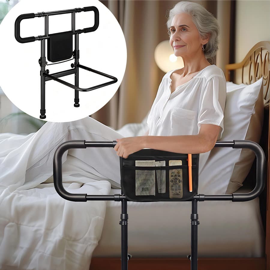 Apoios de braço para grades de cama de idosos e barras de suporte para camas dobráveis.
