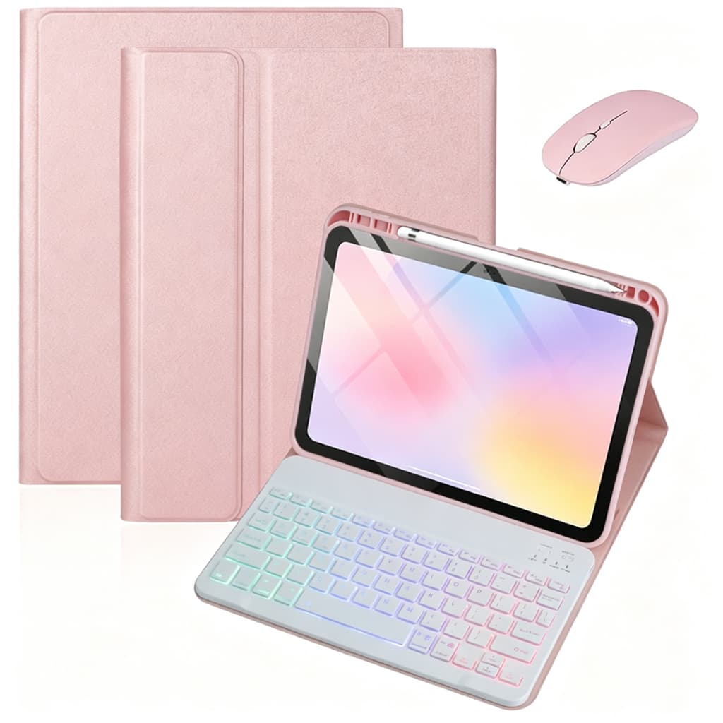 Kit 2/3/4 Capa Colorida Teclado ABNT2 Retroiluminado Mouse para iPad 11 A16, iPad 10, Redmi Pad 2 SE 11, Tab S10 FE Lite