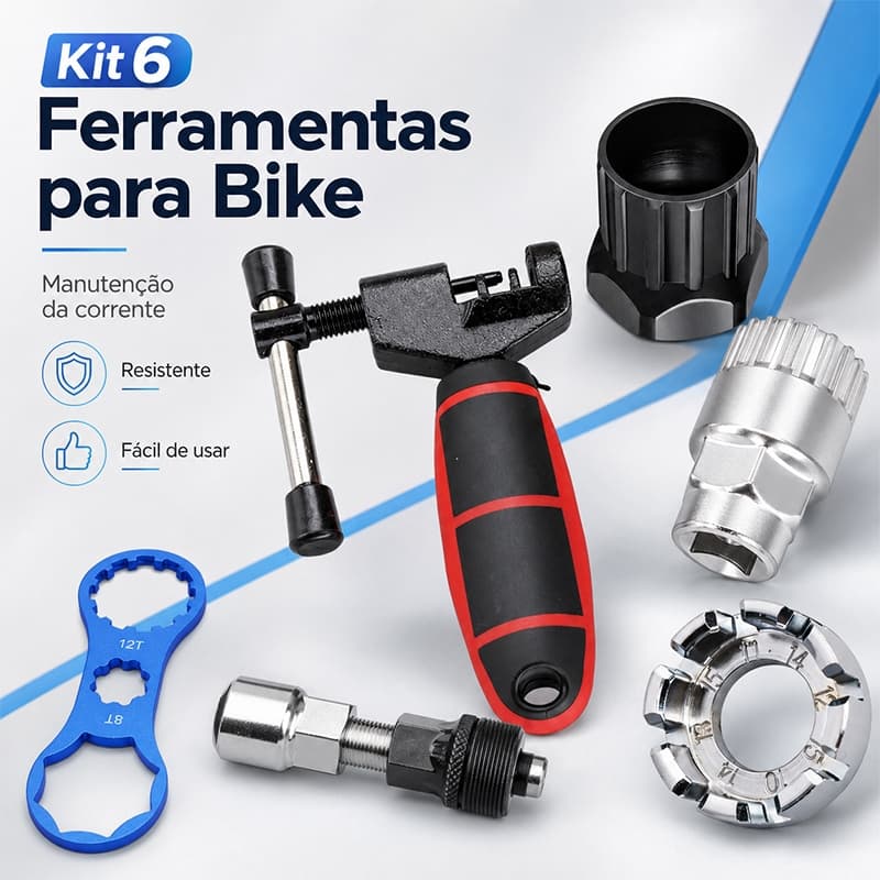 Kit Chave Ferramenta Para Bike Extrator Corrente Pedivela Movimento Central Catraca K7 Cassete Roda Livre