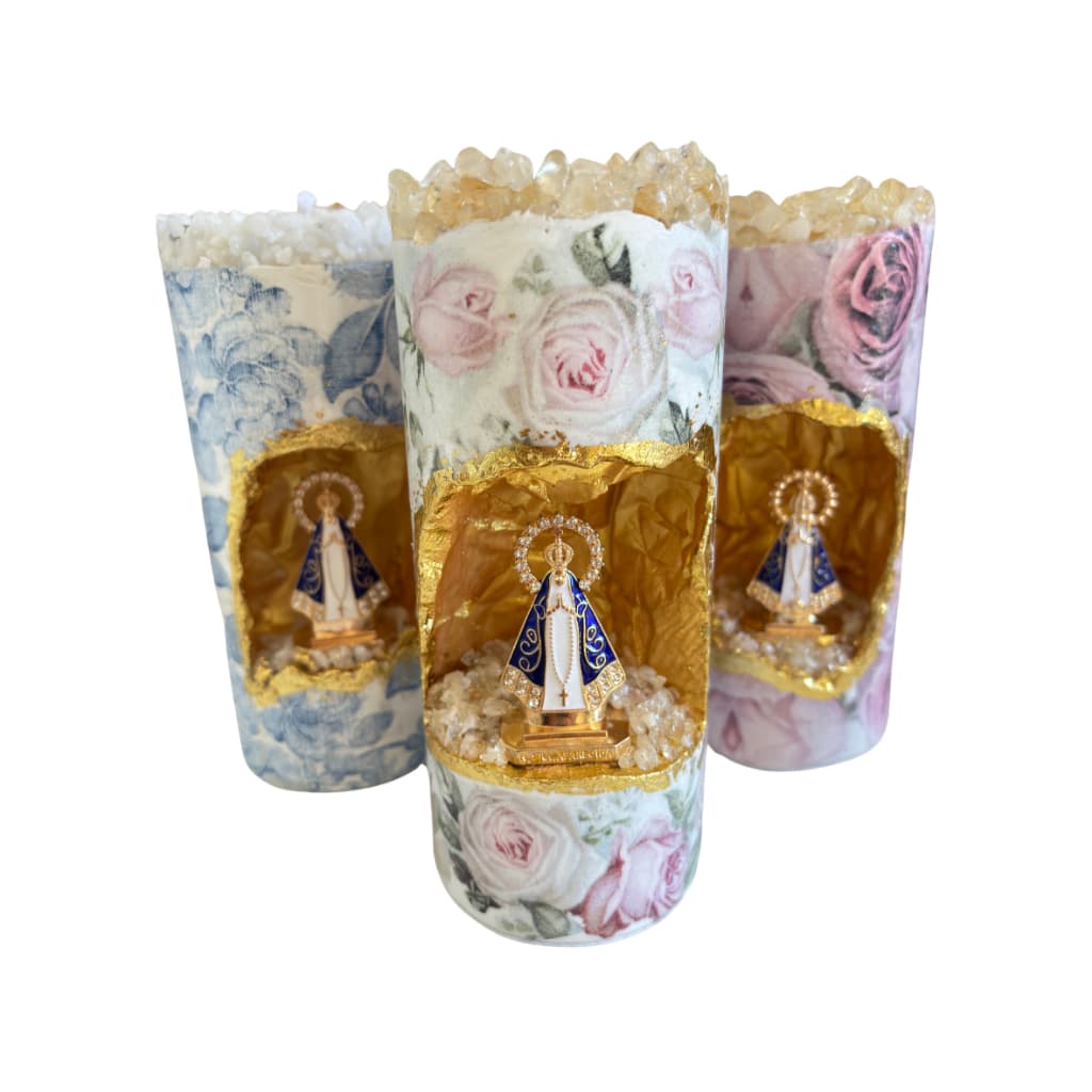 Vela Oratória Floral - Cera vegetal - Nossa Senhora Aparecida