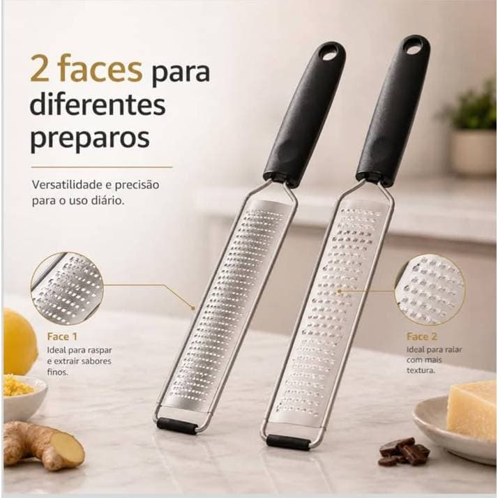 kit Ralador em Aço de Queijo, Zester,  Ralador Estreito para fazer raspas finas de frutas cítricas