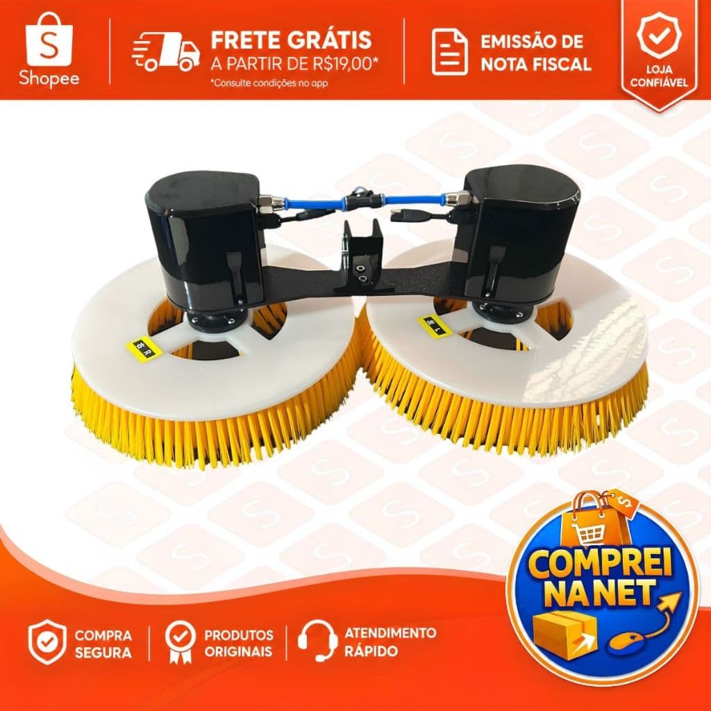 Escova Giratória Automática Dupla Painel Placa Solar Vassoura Rotativa Limpadora Elétrica Limpeza Placas Painéis Solares