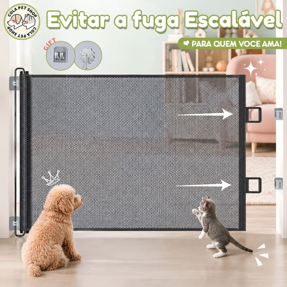 Barreira Retrátil para Pets com Tela Respirável e Recolhimento Automático para Portas e Corredores