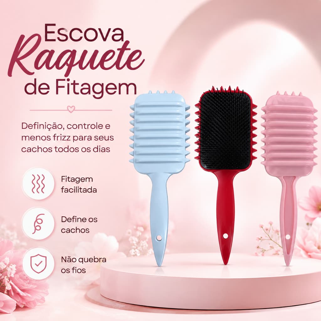 Escova de Cabelo Cacheado de Fitagem Ondulação Definição de Cachos e Finalização