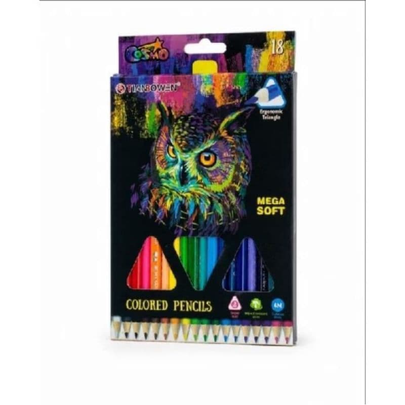 Lápis de Cor 18 Cores Mega Soft Triangular Ergonômico – Kit para Desenho, Pintura e Material Escolar