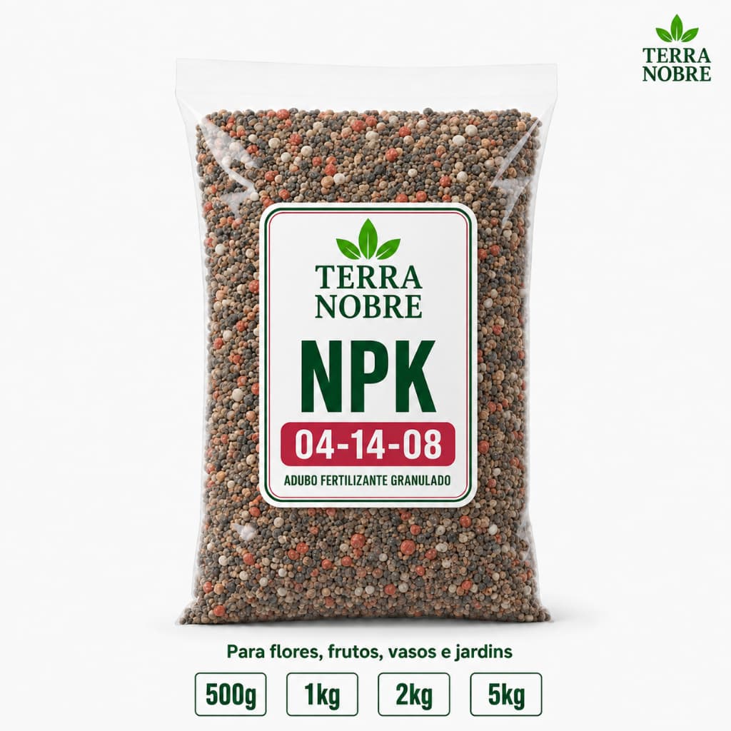 Adubo NPK 04-14-08 Fertilizante para Plantas, Flores, Jardim e Vasos – Raízes Fortes, Crescimento e Floração