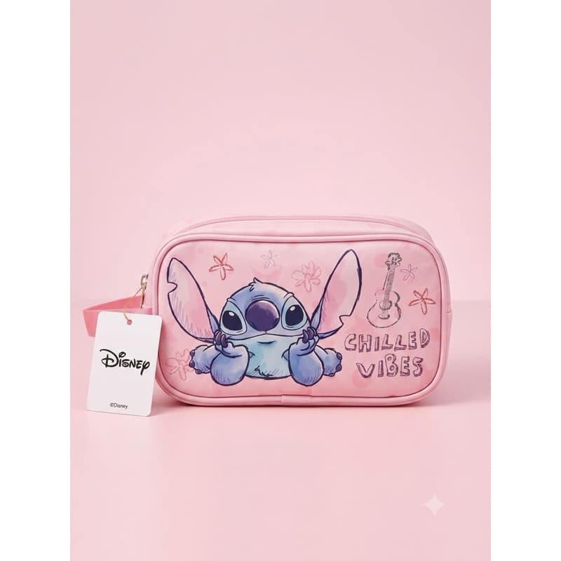 Disney Stitch Necessaire Importada EUA Bolsa De Mão Chilled Vibes Original Rosa Estojo Maquiagem 22x13x8cm
