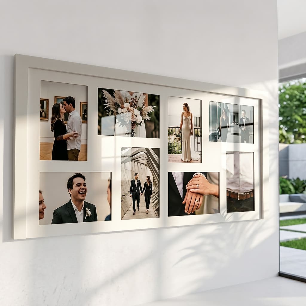 Quadro Painel 8 Fotos 10x15 Multifotos Decorativo Parede Moldura Mosaico Sala Quarto