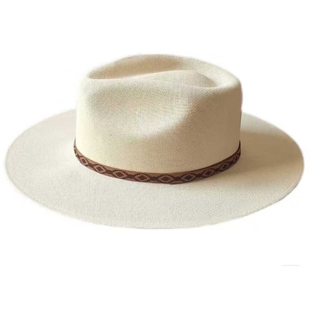 Chapéu Social de Lona Algodão Legítimo Com fita Couro  Aba 8 Country Unissex Panamá Cowboy
