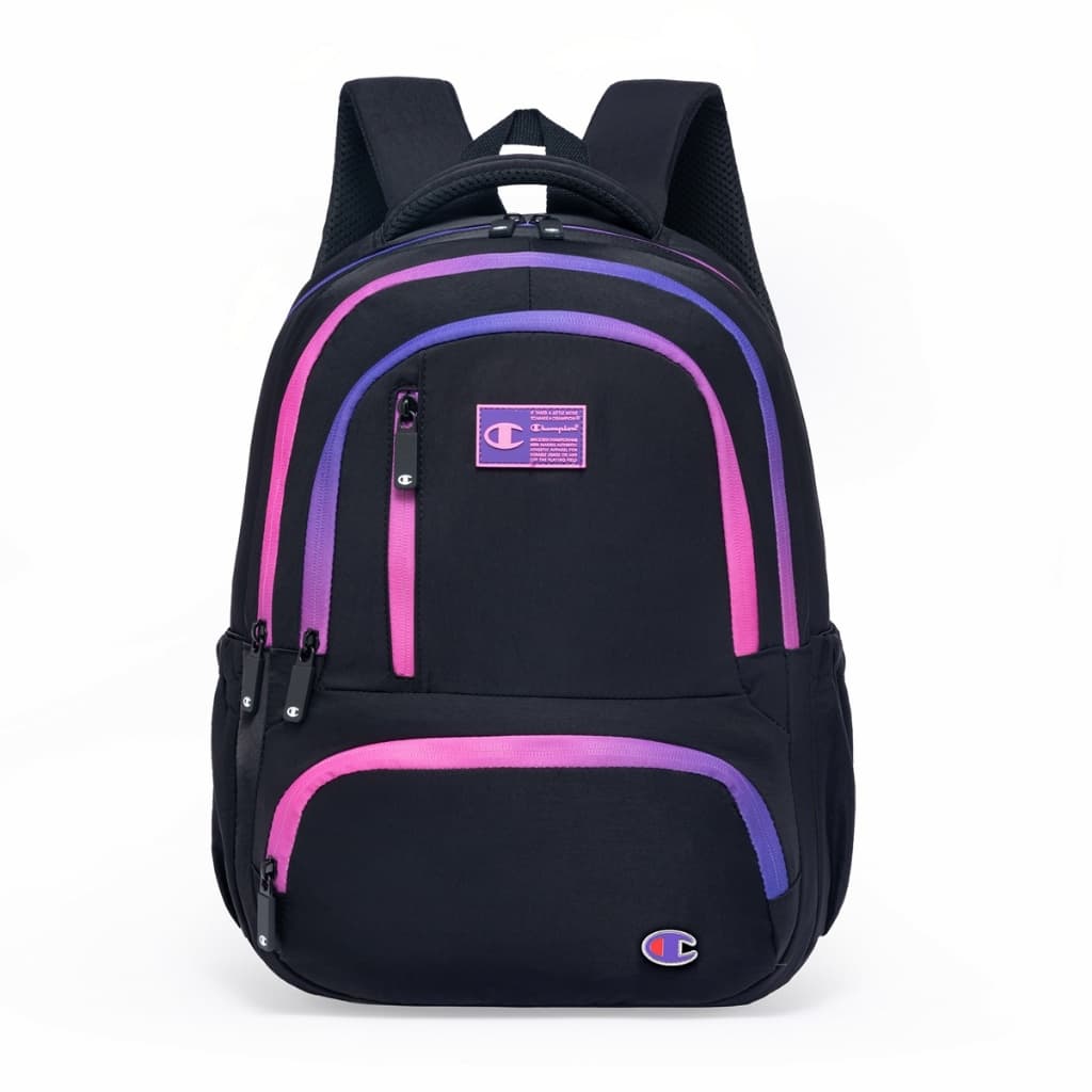 Champion Mochila feminina original colorida com fecho e vários bolsos