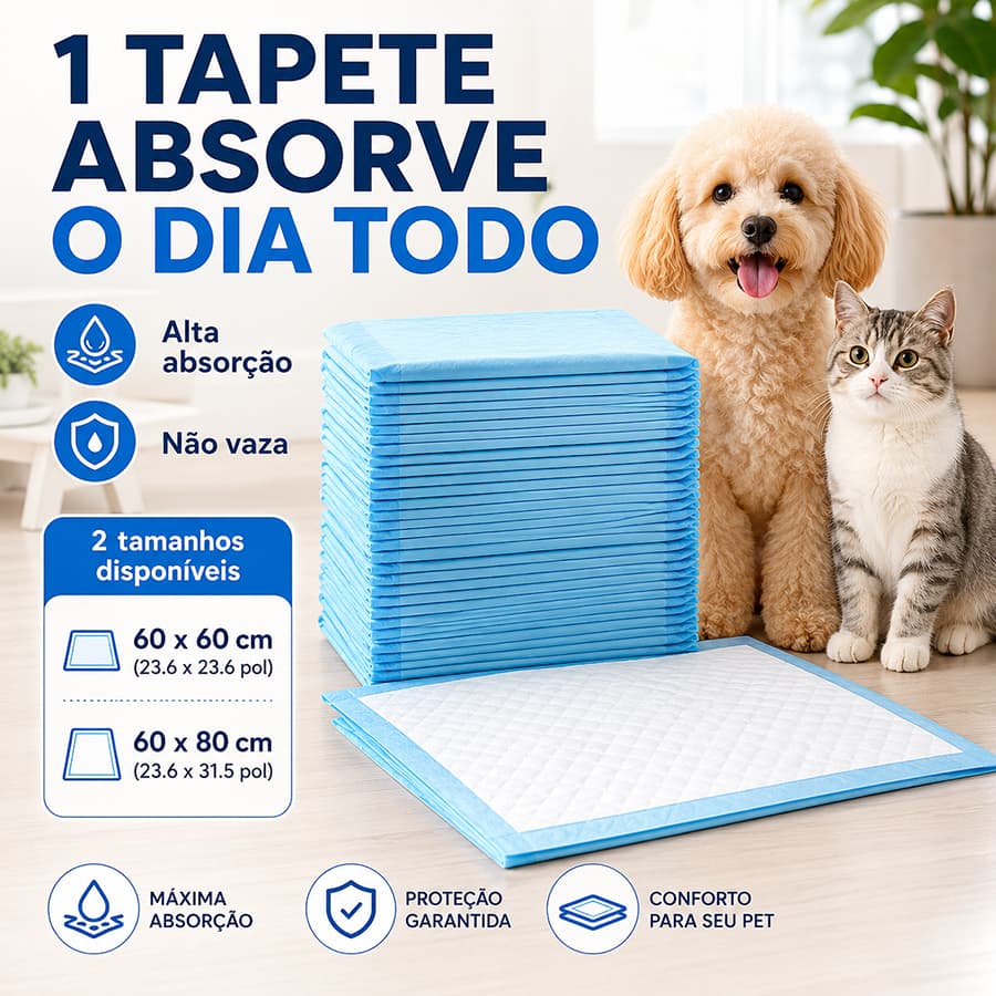 Fraldas Absorventes Descartáveis ​​para Cães e Filhotes – Tapete Higiênico com Superfície de Secagem Rápida