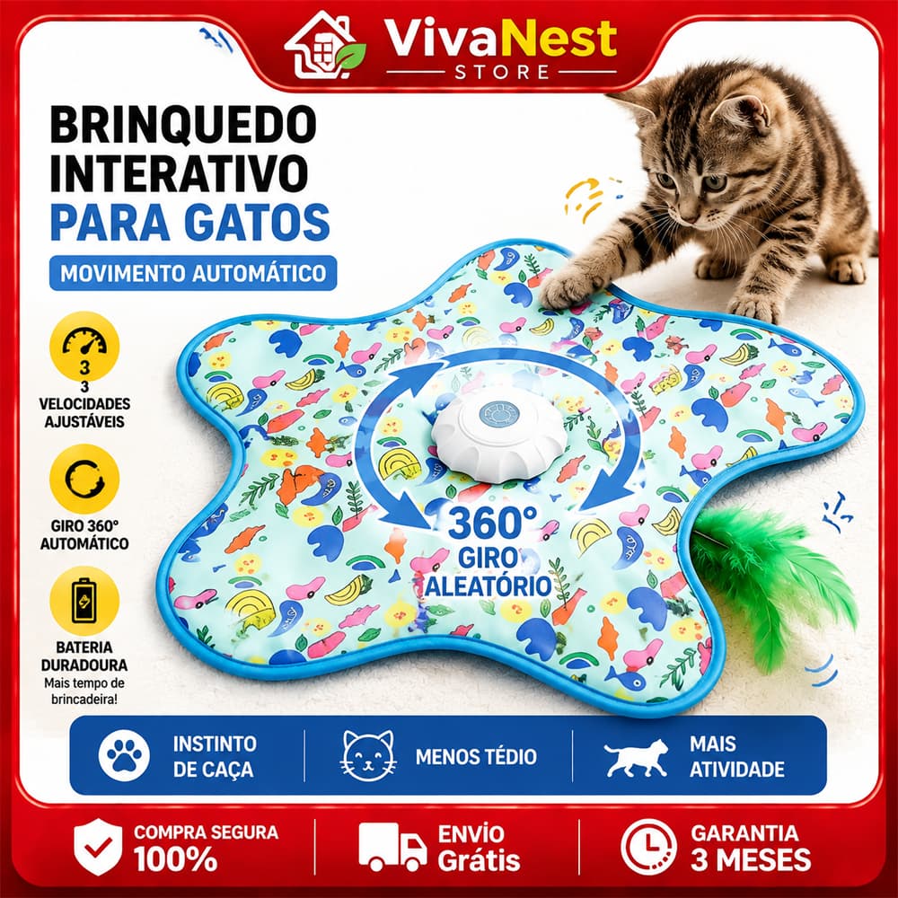Brinquedo Interativo para Gatos Mouse Robótico Automático, Movimento Aleatório, Som, Pena Oculta e Diversão Interativa