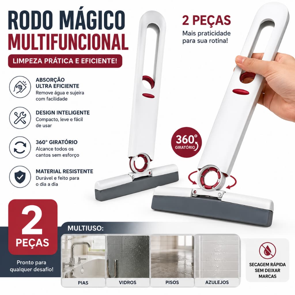 Mini Mop para Pia e Cozinha Rodo Retrátil Absorvente e Pendurável