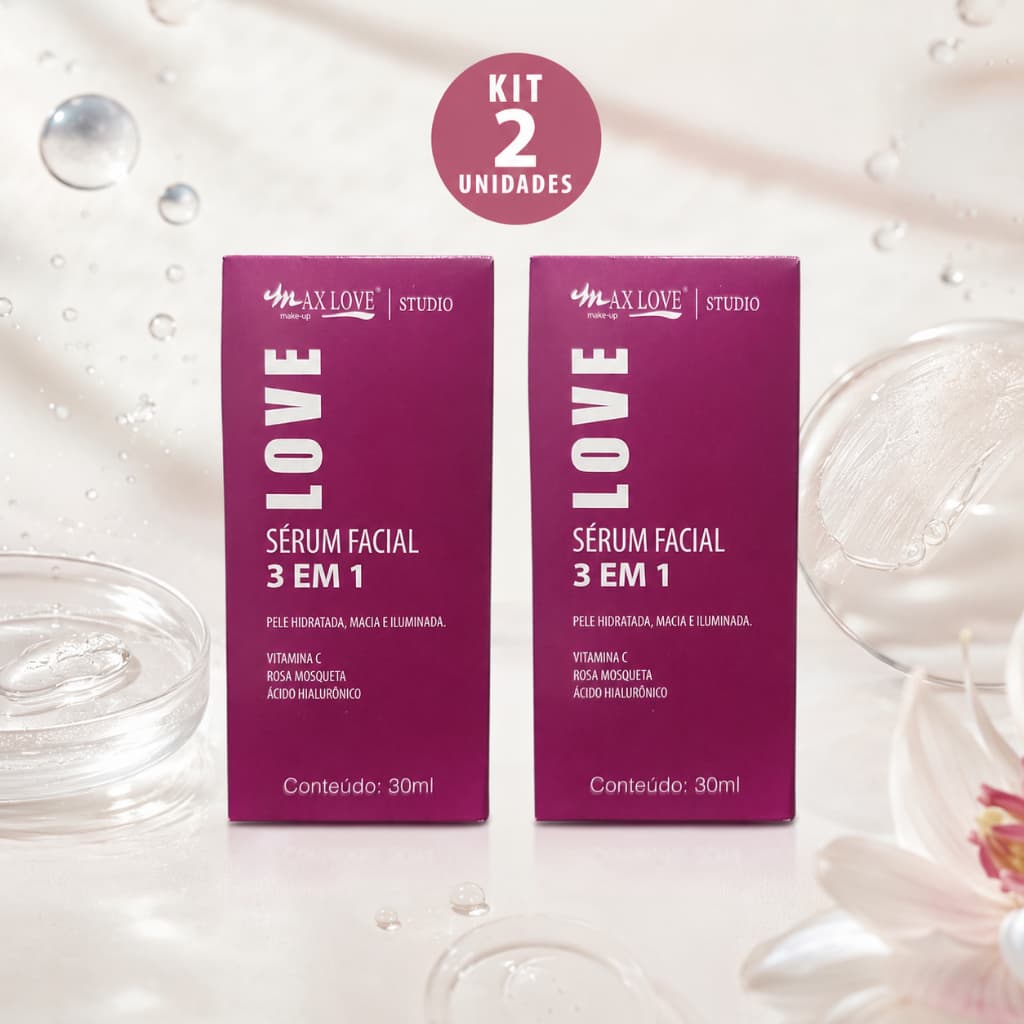 Kit 2 Sérum Facial 3em1 Vitamina C Clareador Hialurônico 30ml Max Love