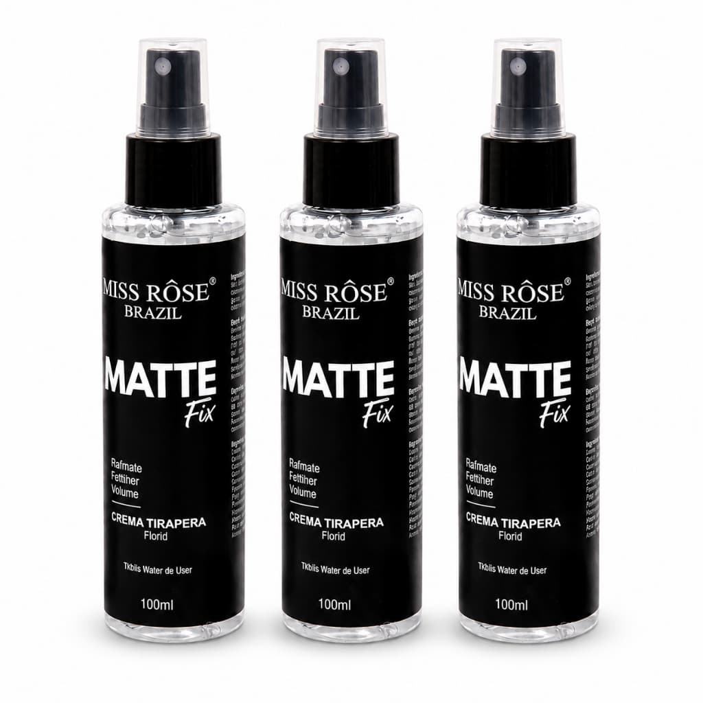Kit 3 Fixador de Maquiagem Miss Rôse Matte Fix 100ml Bruma Fixadora Efeito Matte Longa Duração