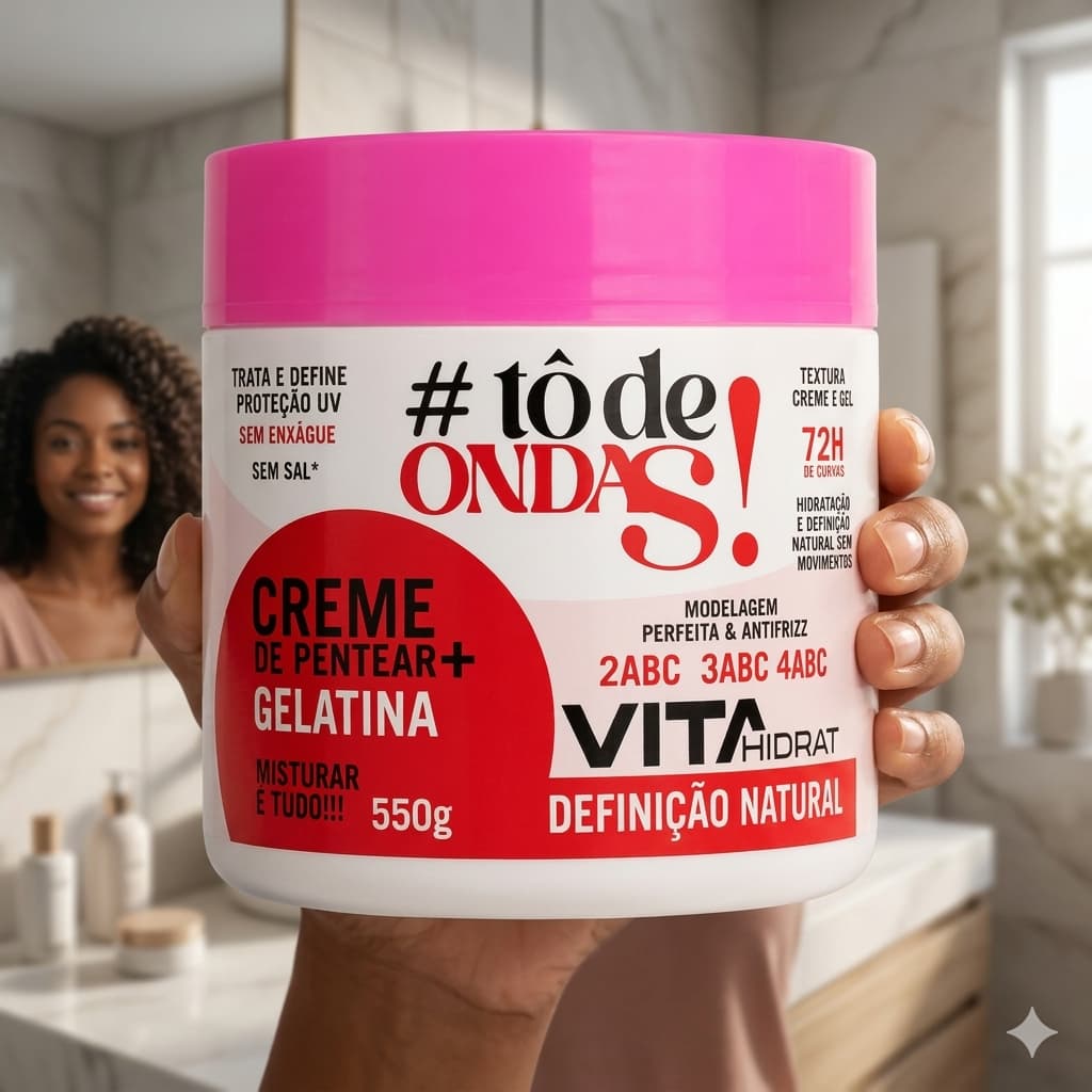 Creme De Pentear + Gelatina Tô De Ondas Definição Natural Antifrizz 550g Vita Hidrat