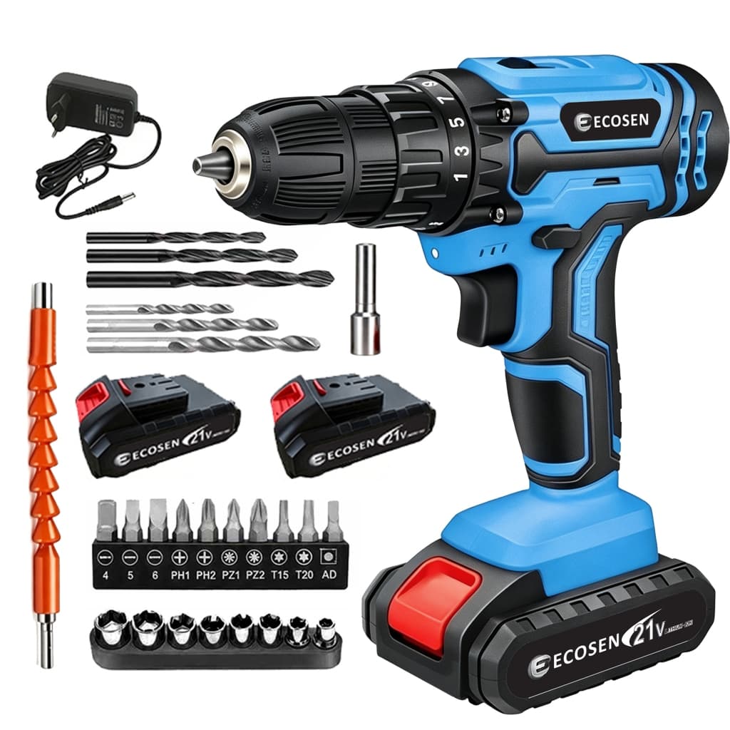 Furadeira e Parafusadeira 2 Baterias deImpacto a Bateria com Brocas, Bits e110V-220V