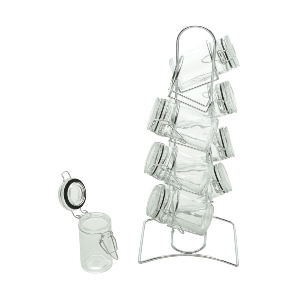 Porta Condimentos e Temperos 8 Potes Vidro 65ml Lyor com Suporte - Organizador de Bancada