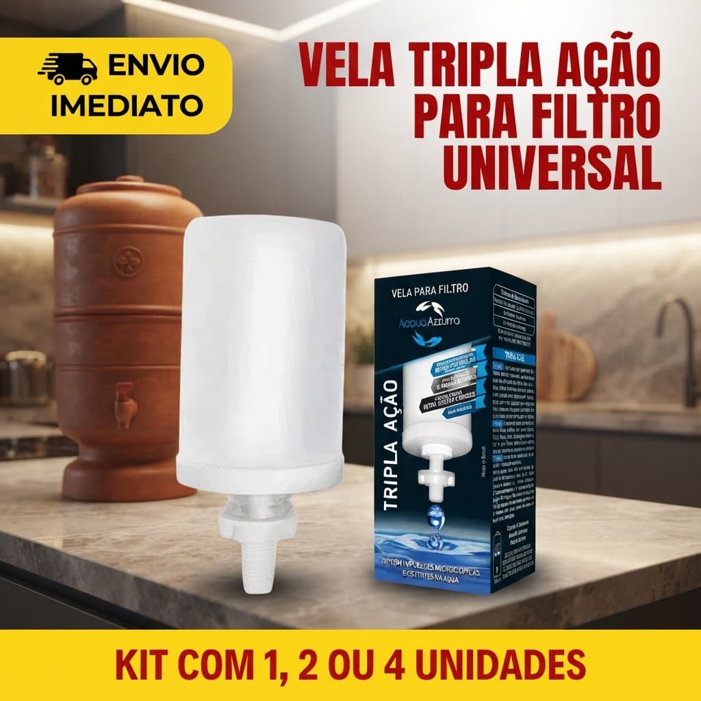 Vela Filtro Barro Tripla Ação Alcalina PREMIUM Eleva PH Compatível em Todos Filtro De Barro