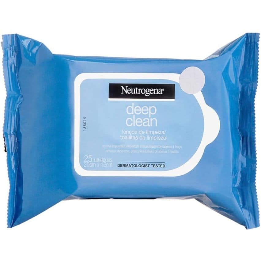 Lenço Demaquilante Neutrogena Deep Clean 25 Un - Remove Maquiagem a Prova D'água