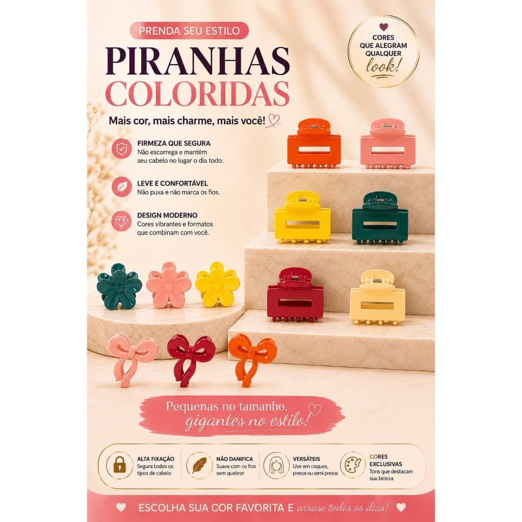 Kit 30 Mini Piranhas Adulto E Infantil Coloridas Promoção