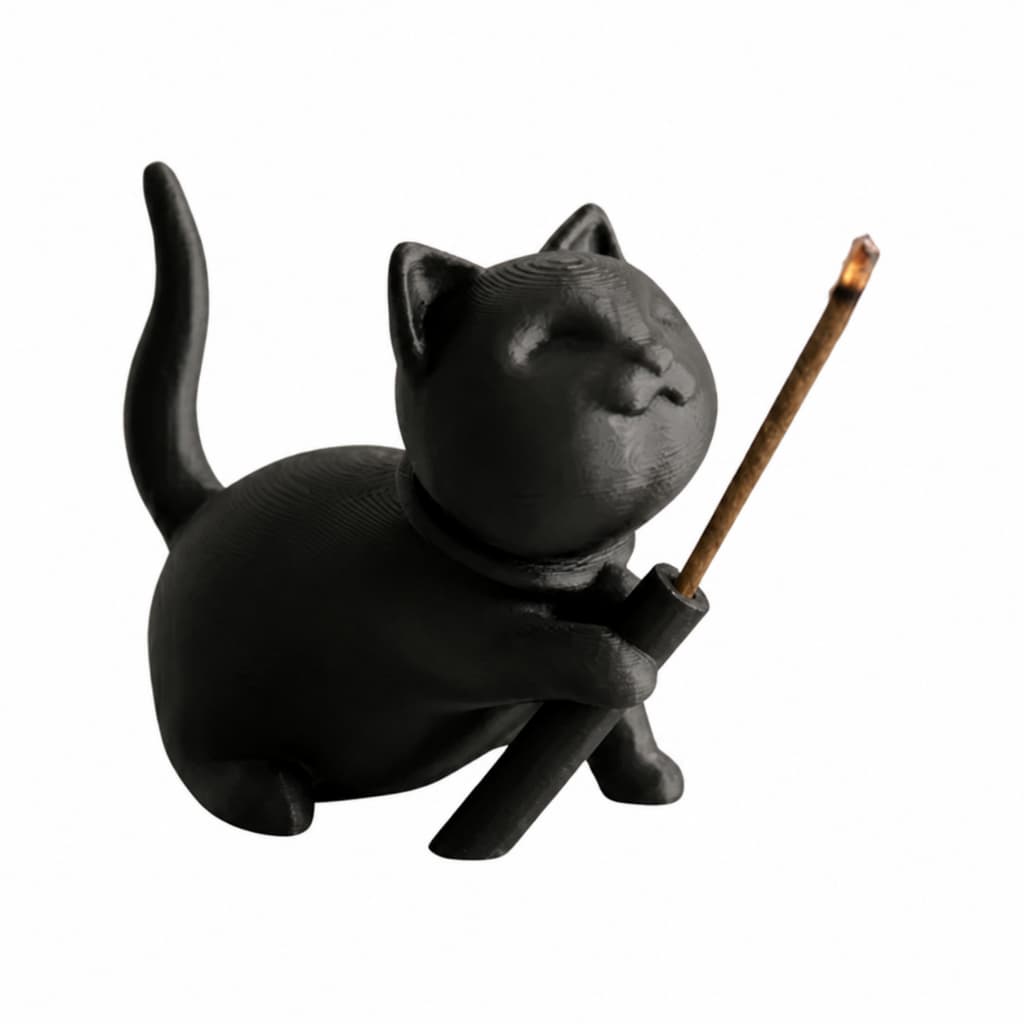 Incensário Gatinho Decorativo Porta Incenso Minimalista em PLA