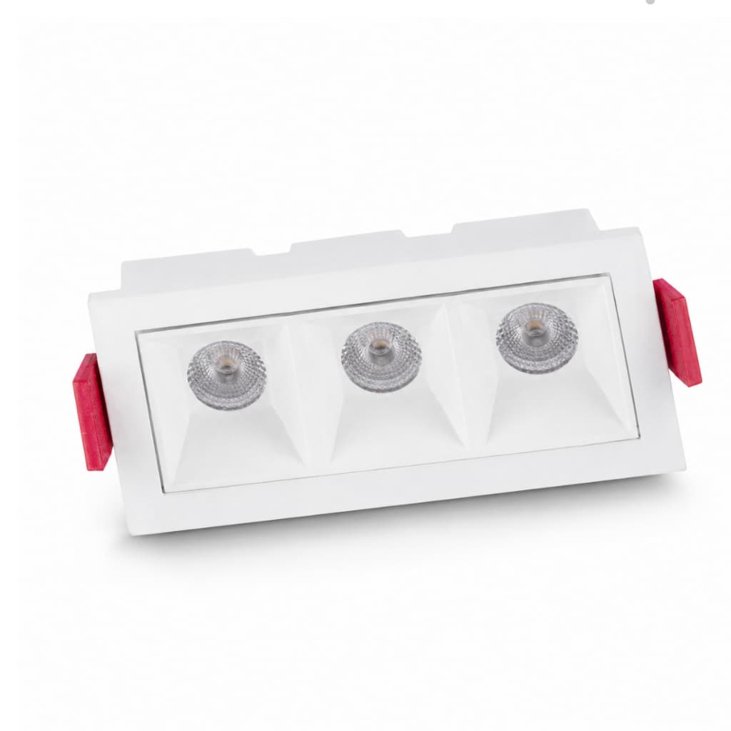Kit 10 Downlight Led Embutir 6W 3000K Branco Quente Bivolt Spot Retangular 3 Focos IRC90 Astraled