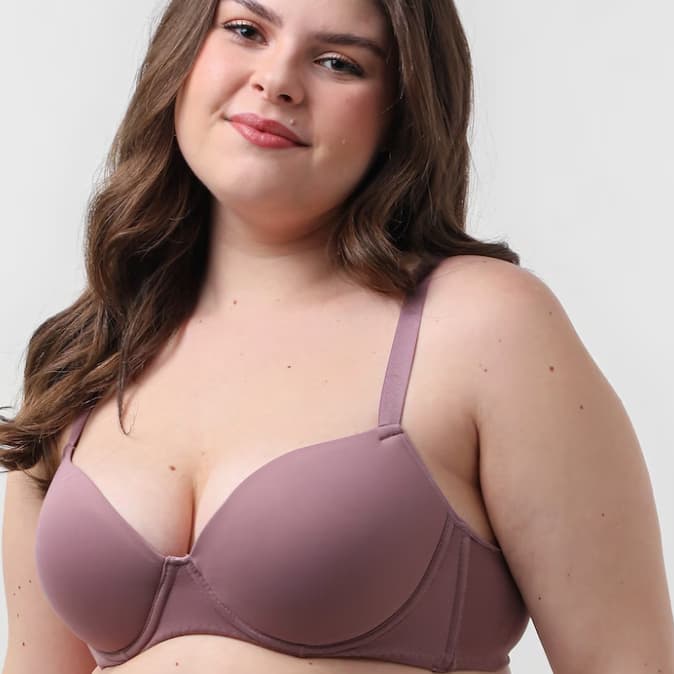 Sutiã base plus size alças reguláveis com bojo - Lilás Tam. 50