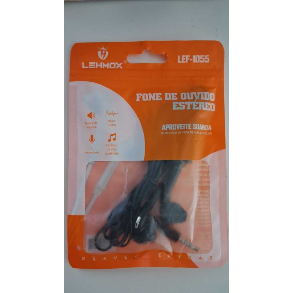 Fone de Ouvido C/ Fio Lehmox LEF-1055 Preto