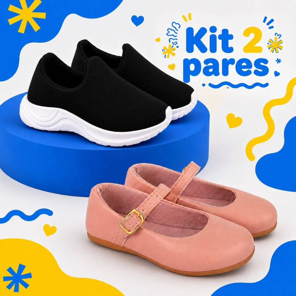 Kit 2 pares sapatilha tenis menina infantil feminino