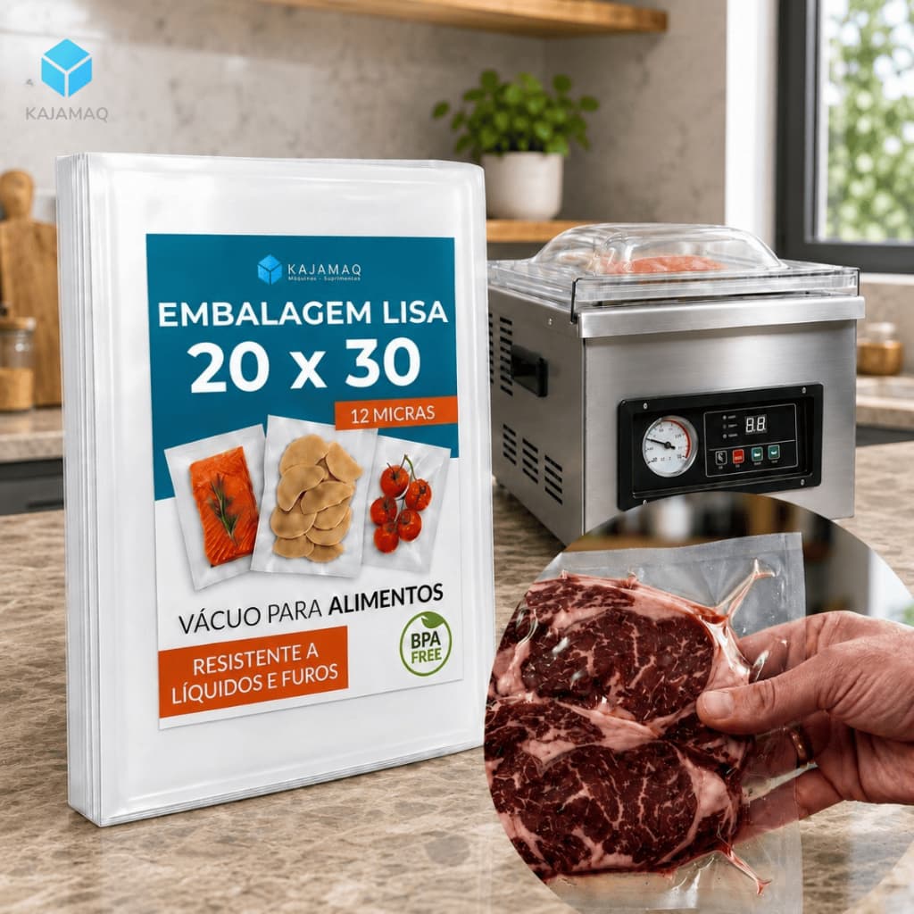 Embalagem A Vacuo Lisa 20x30 Para Seladora 1000 Unidades Saco Plastico Alimentos BPA Free Armazenamento Profissional