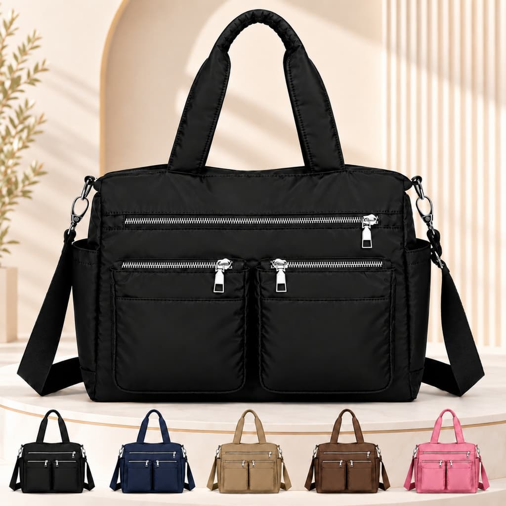 Bolsa Feminina Tote Grande Notebook Faculdade Trabalho Escola Professora Ombro Transversal Nylon Impermeável Moderna