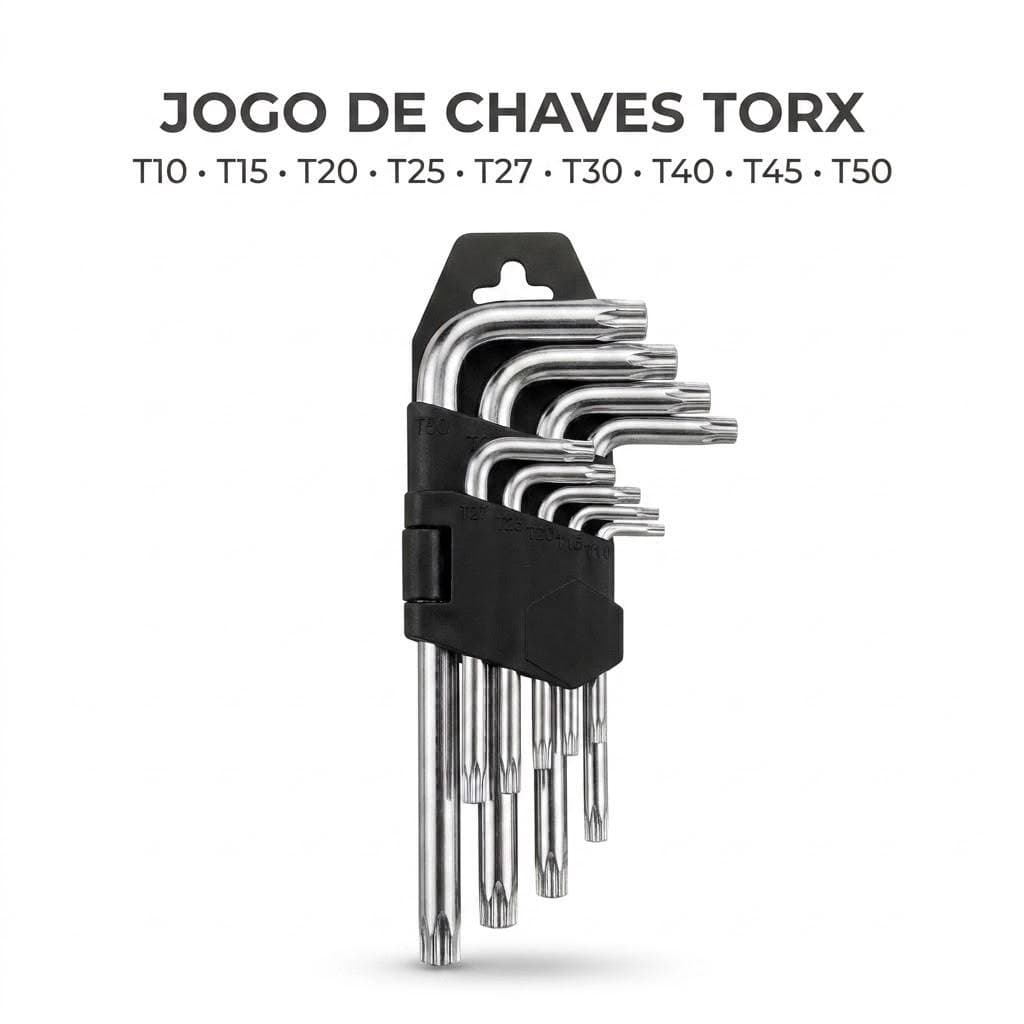 Kit  Jogo Chave Torx 9 Peças L T9 A T50 Estrela Parafuso